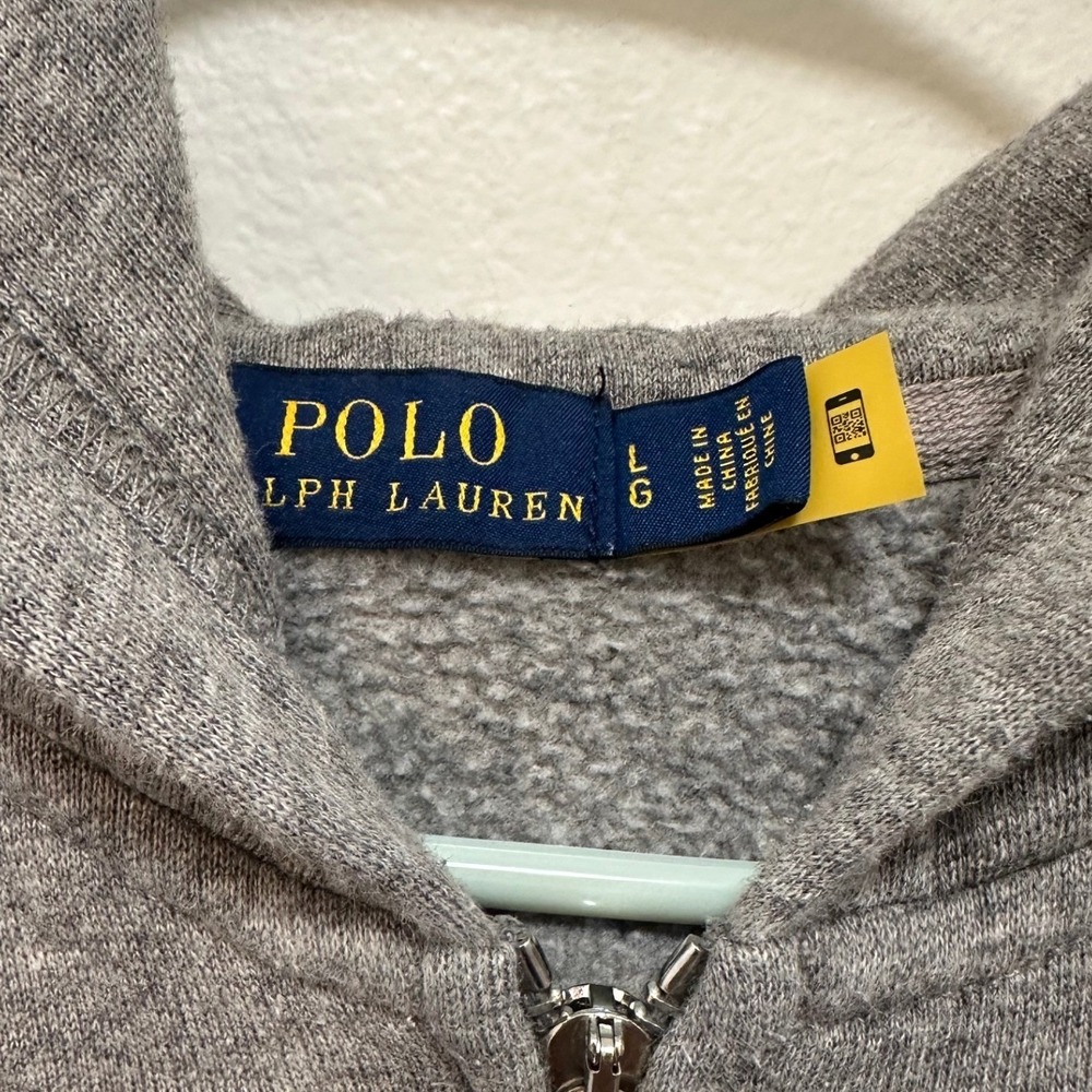 Polo Ralph Lauren Kids Full Zip Up Hoodie‎ Gray Long Sleeve Pony Logo Size L - Picture 5 of 8